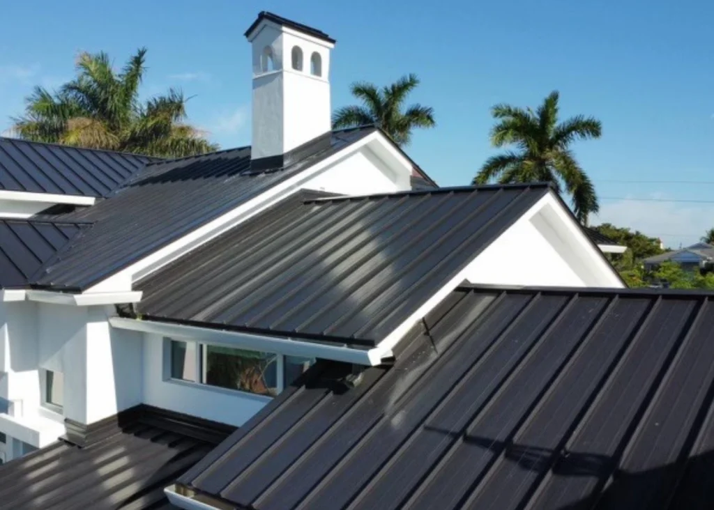 Professional metal roofing work completed by licensed roofing contractors