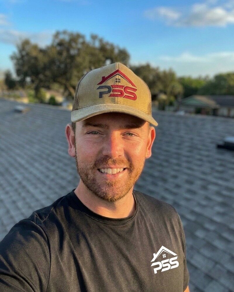 Caleb Hutchinson, owner of Pro Specialty Services, on a roof job in Lake County